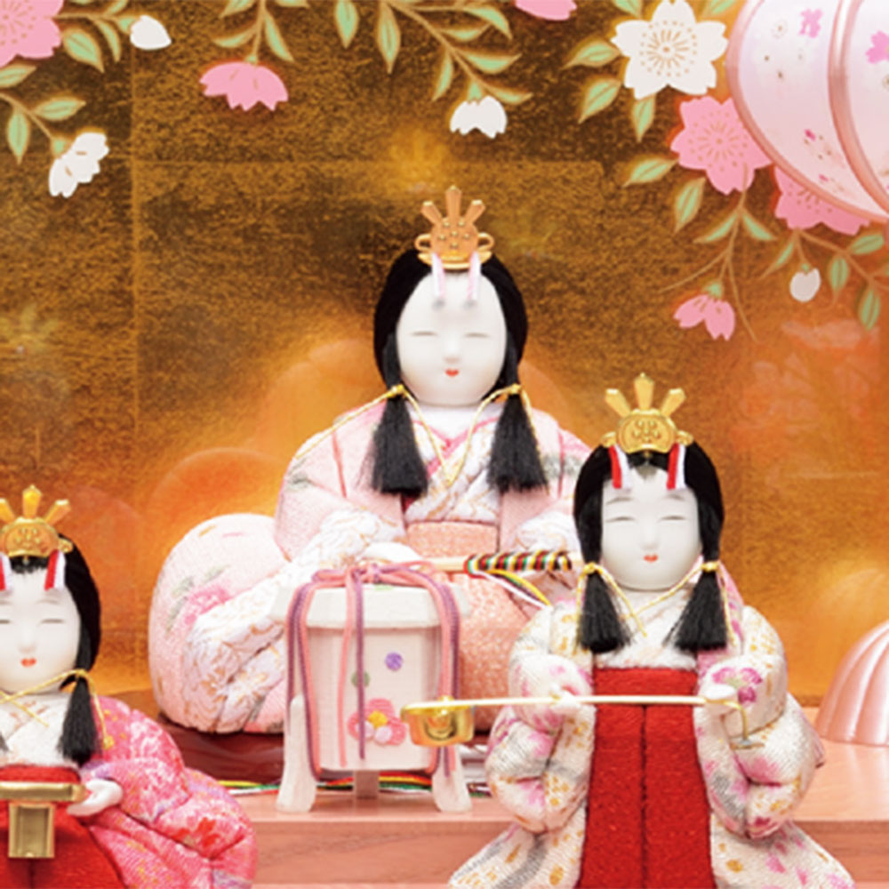 雛人形 ピンク 木目込み 一秀 ケース入 かわいい モダン ケース飾り