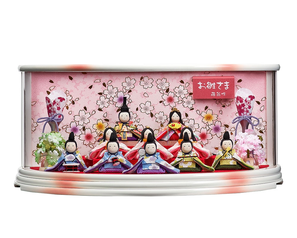 雛人形 ひな人形 お祝い ケース飾り 親王飾り 10人飾り 月の詩 ほほ笑み 白 213-1012 アクリルケース おしゃれ かわいい コンパクト 2024 雛人形 ひな人形 お祝い ケース飾り 親王飾り 10人飾り 花の詩