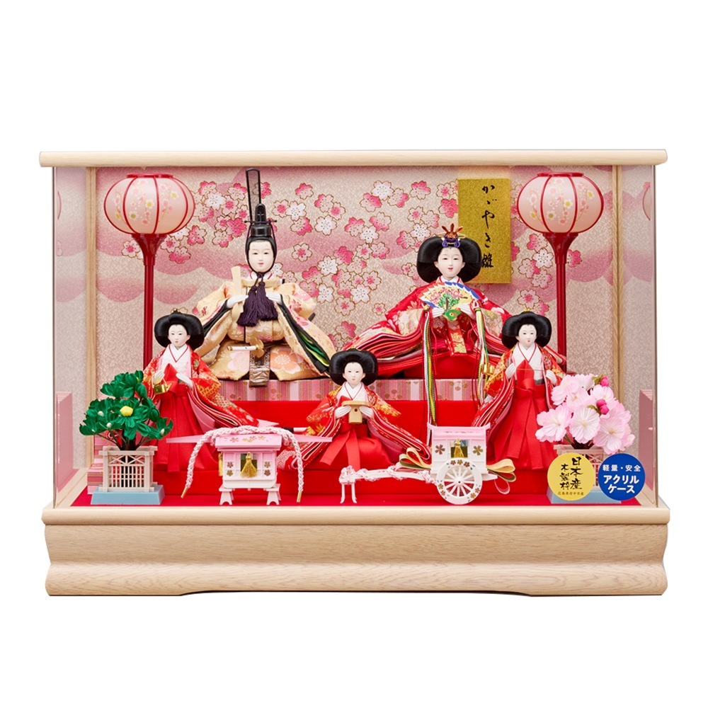 美品　ひな人形　ケース入り　雛人形　5人飾り　ひなだけ　安土雛 日本人形 雛人形 ケース飾り ひな人形 コンパクト おしゃれ お雛様 舞姫