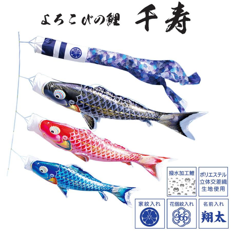 鯉のぼりこいのぼり 庭用 コンパクト にわデコ 千寿 撥水加工 おしゃれ