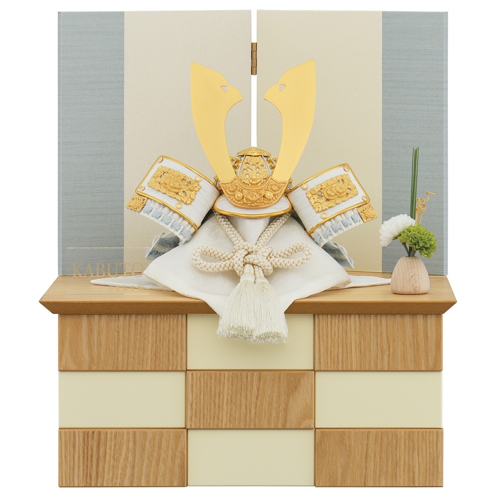 5号白鉢水色吹き返しの兜セット 5号白鉢水色吹き返しの兜セット 収納飾り 5号白鉢水色