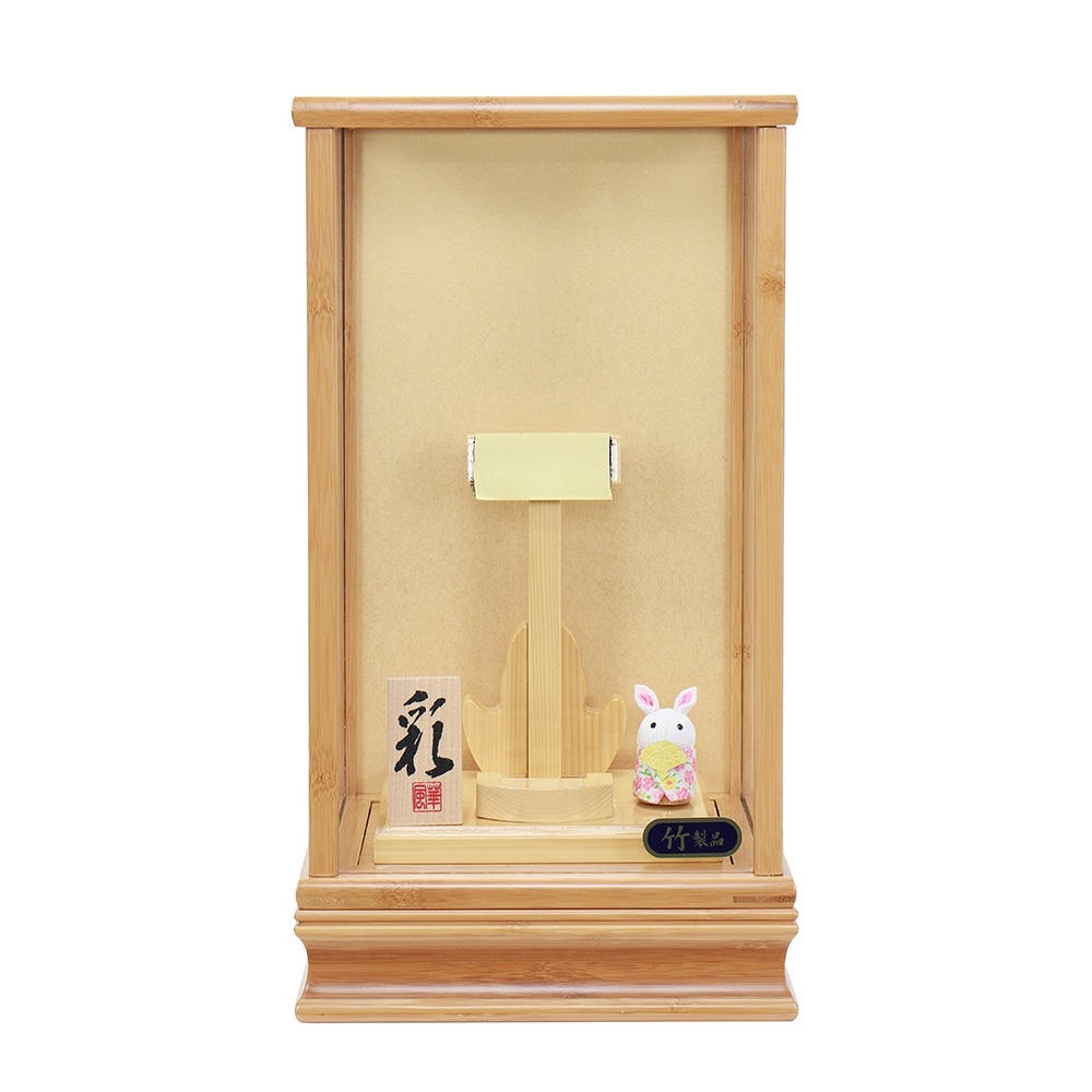 鳥羽絵　保存箱　MA765 羽子板ケース 単品 お祝い 9号 竹彩 うさぎ 板なしケース ガラス 檜