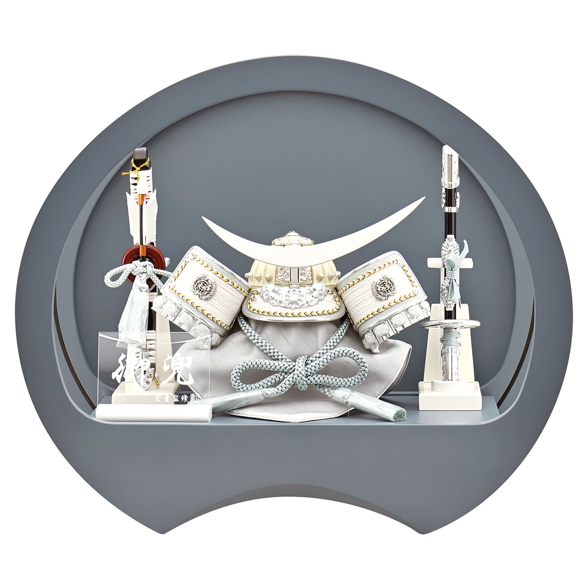 五月人形 円形 丸型 ケース飾り 伊達 コンパクト 兜飾り ミニ おしゃれ