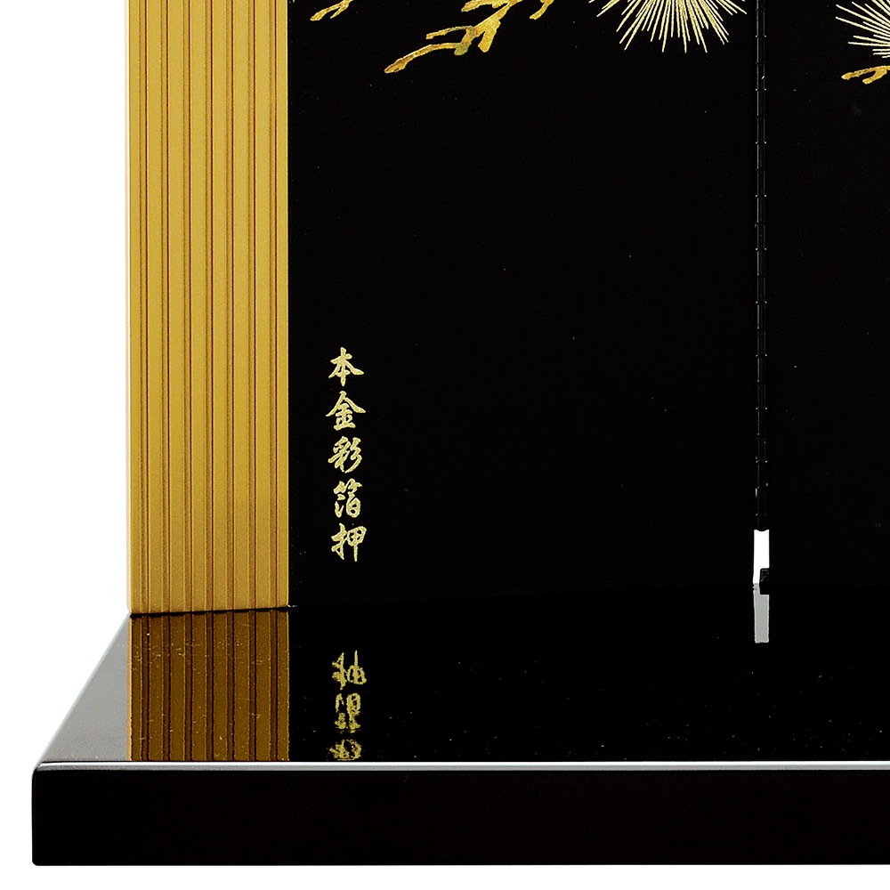 五月人形 5月人形 屏風 飾り台付き 屏風 15号 金閣屏風 金松 黒 飾り台