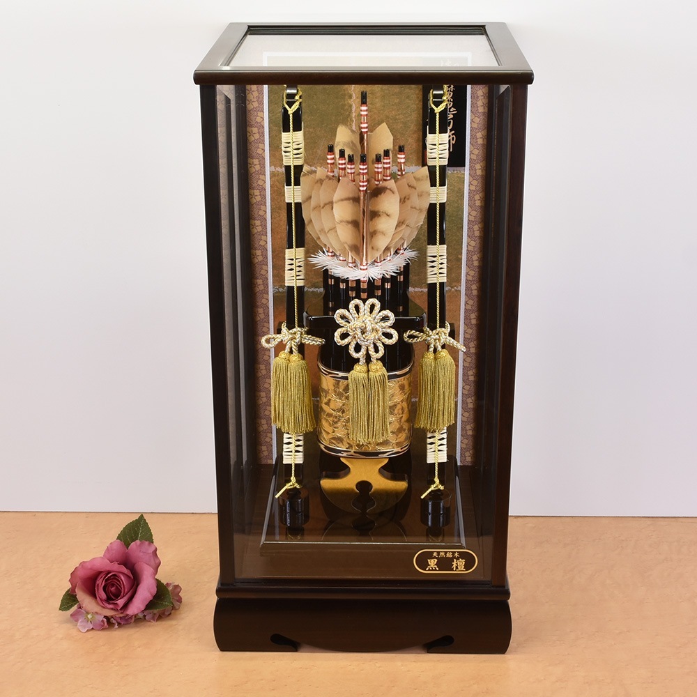 破魔弓 お祝い 破魔矢 初正月飾 13号 黒檀 彩雲 ケース飾り 1214-13