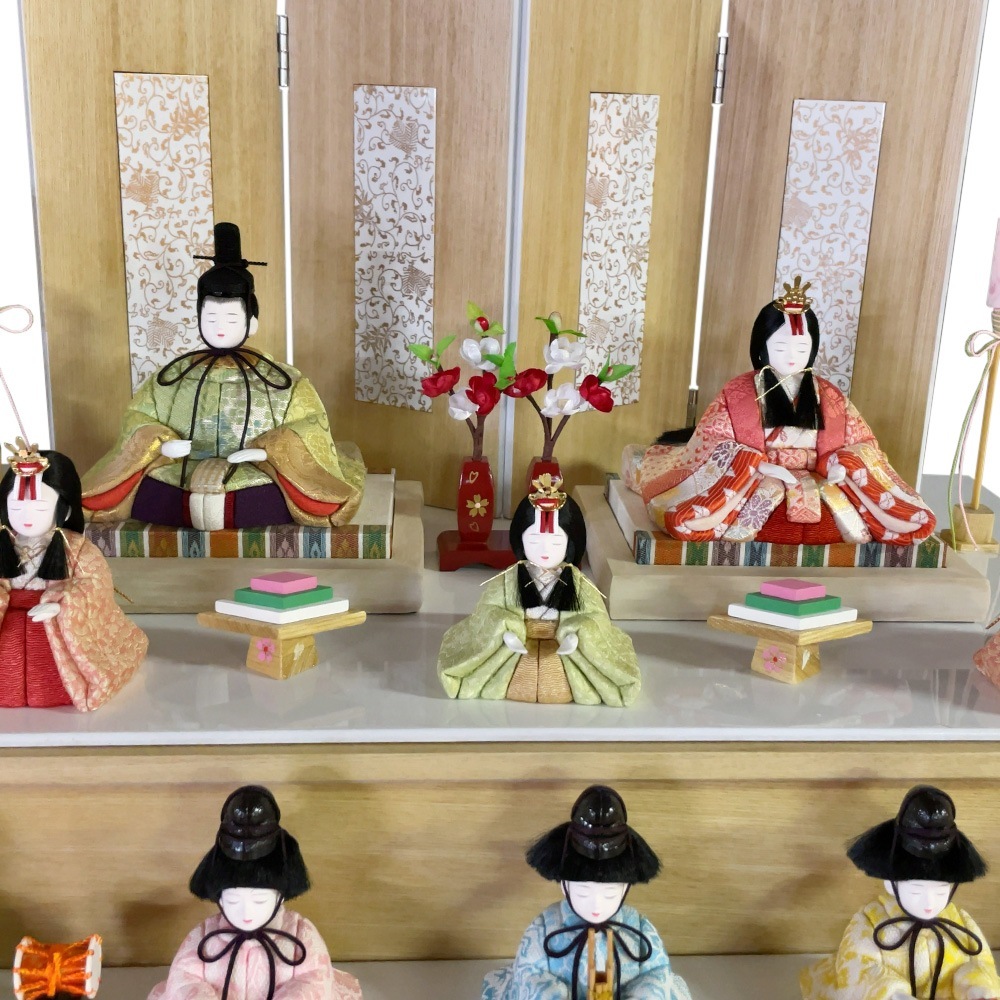 雛人形 お祝い 木目込み 一秀 ひな人形 十人飾り 大和雛 12号 かわいい