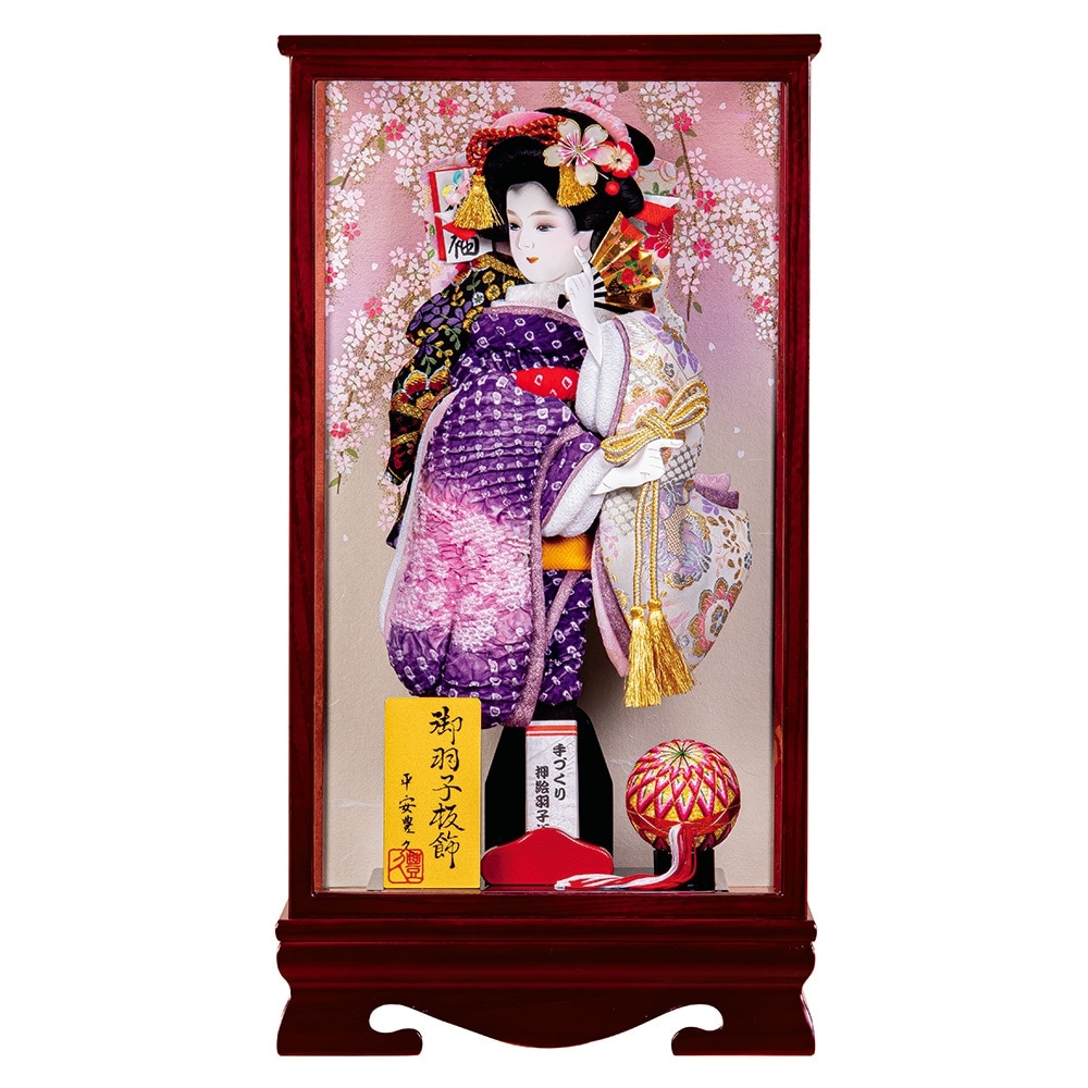 羽子板 お祝い 羽子板飾り 初正月飾り 15号 京華 ケース飾り 赤 ガラス