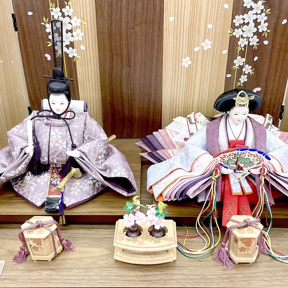 雛人形 ひな人形 お祝い 平飾り 親王飾り 二人飾り 2人飾り 木目