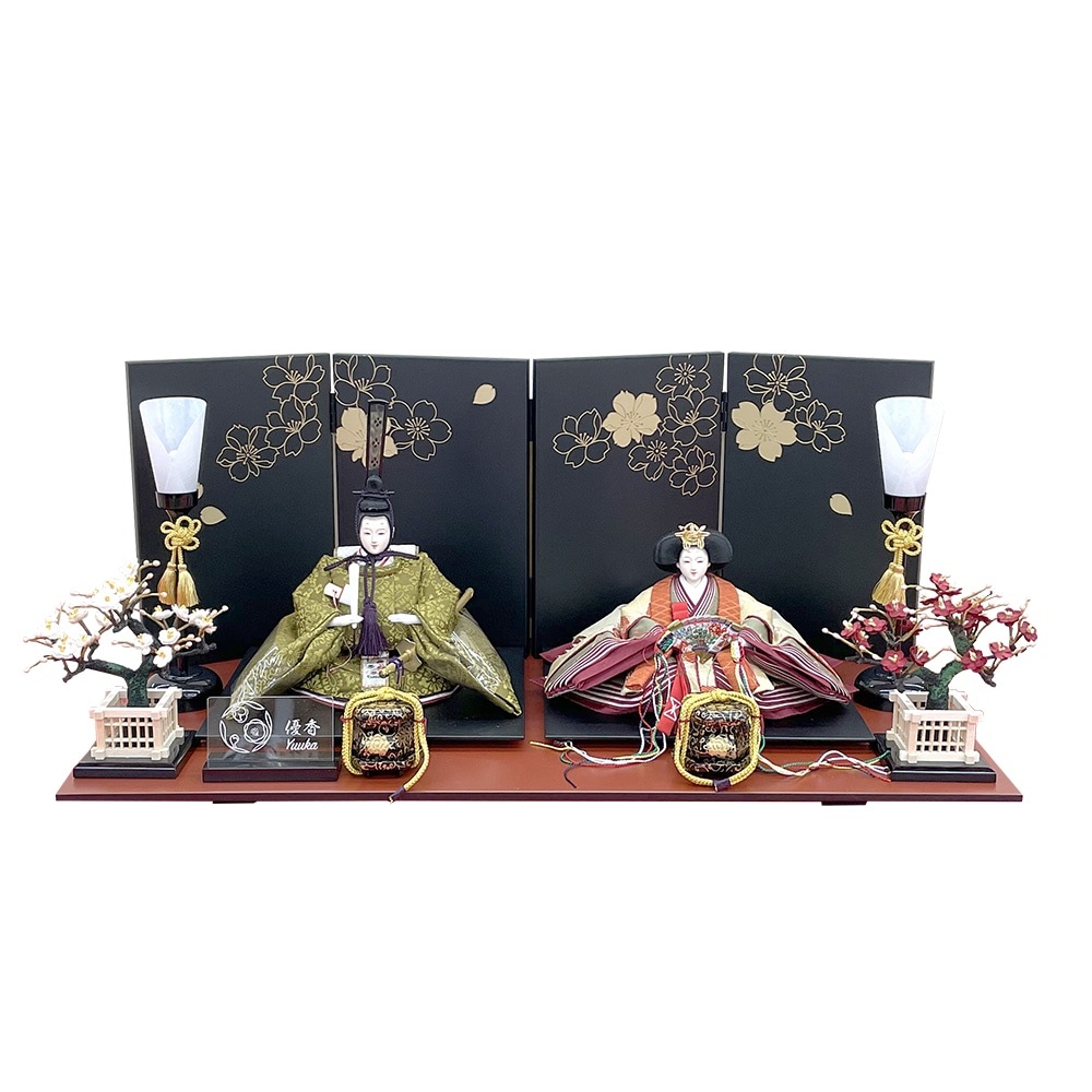 雛人形 ひな人形 お祝い 平飾り 親王飾り 二人飾り 2人飾り 黒 赤 正絹