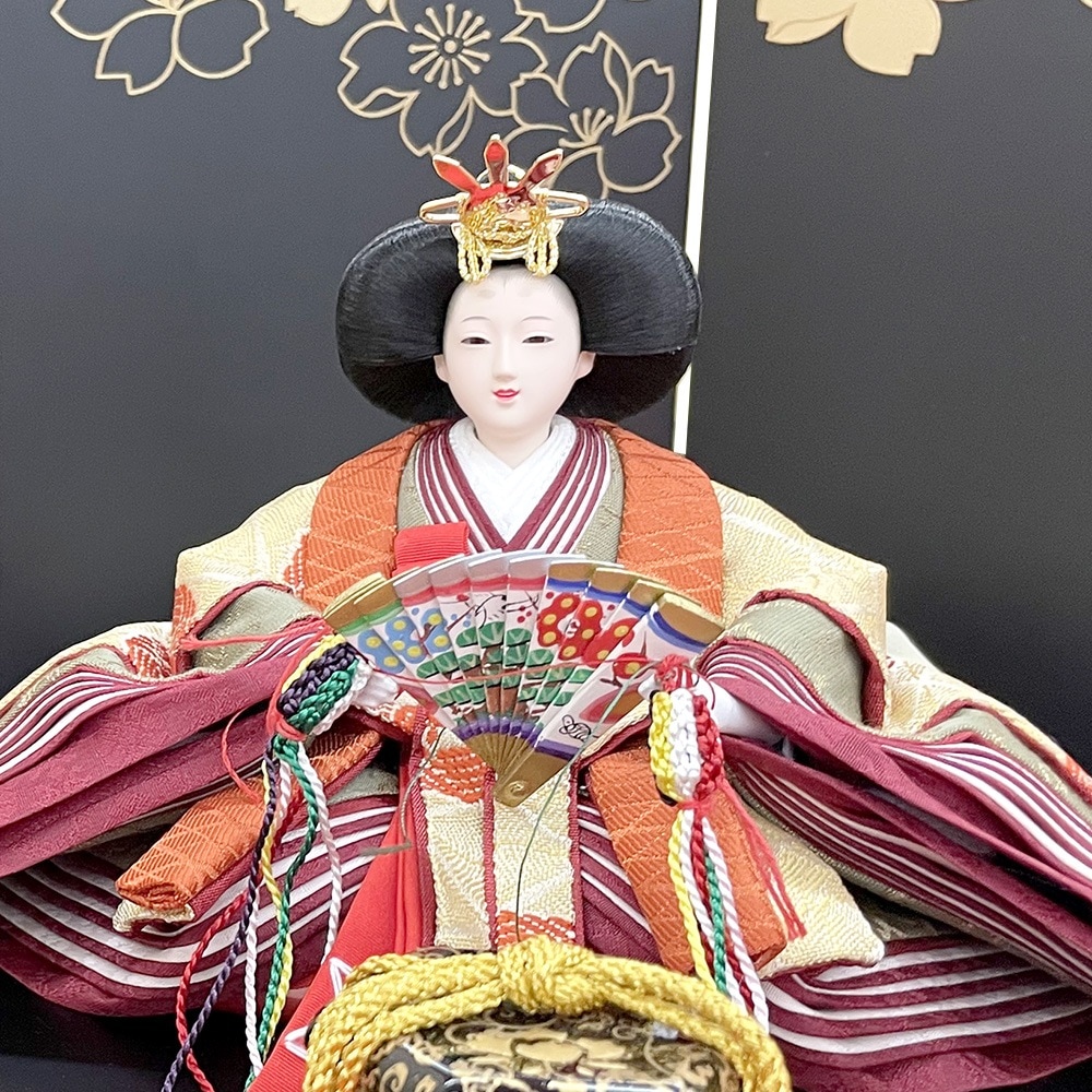 雛人形 ひな人形 お祝い 平飾り 親王飾り 二人飾り 2人飾り 黒 赤 正絹
