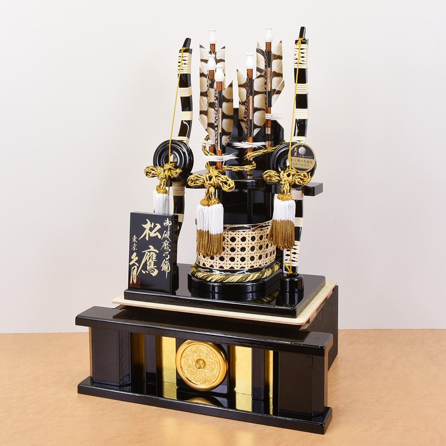 破魔弓 久月 コンパクト 初正月 おしゃれ 鷹柄 松鷹 破魔矢飾り 初正月