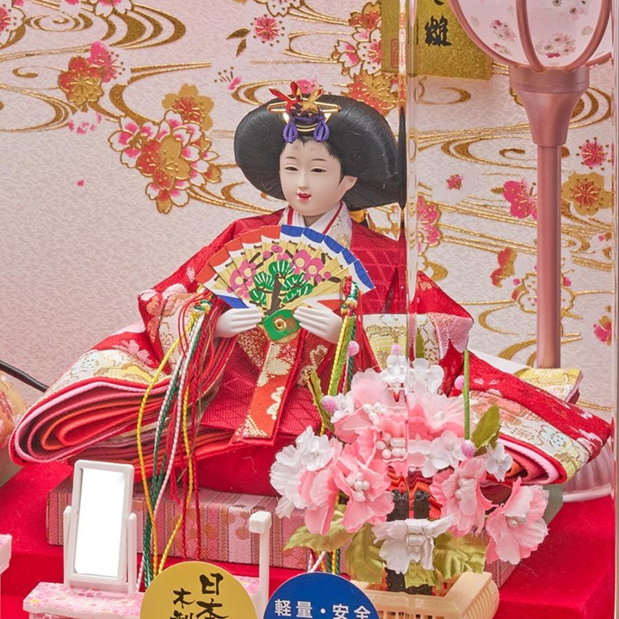 雛人形 お雛様 ガラスケース入り ピンク 可愛いい雛人形 雛人形