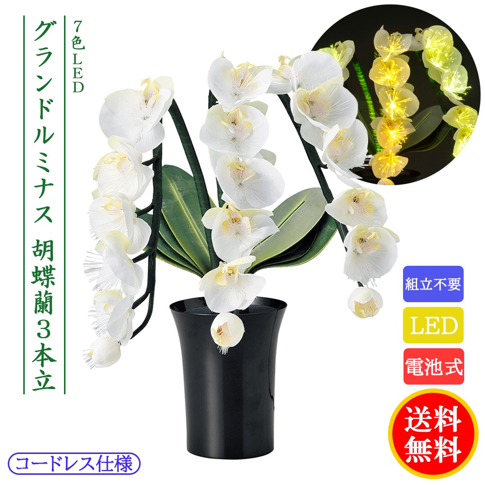 お盆 灯篭 グランドルミナス　胡蝶蘭　3本立 やまこう グランドルミナス 胡蝶蘭3本立 幻の胡蝶蘭 LED お盆提灯 霊前