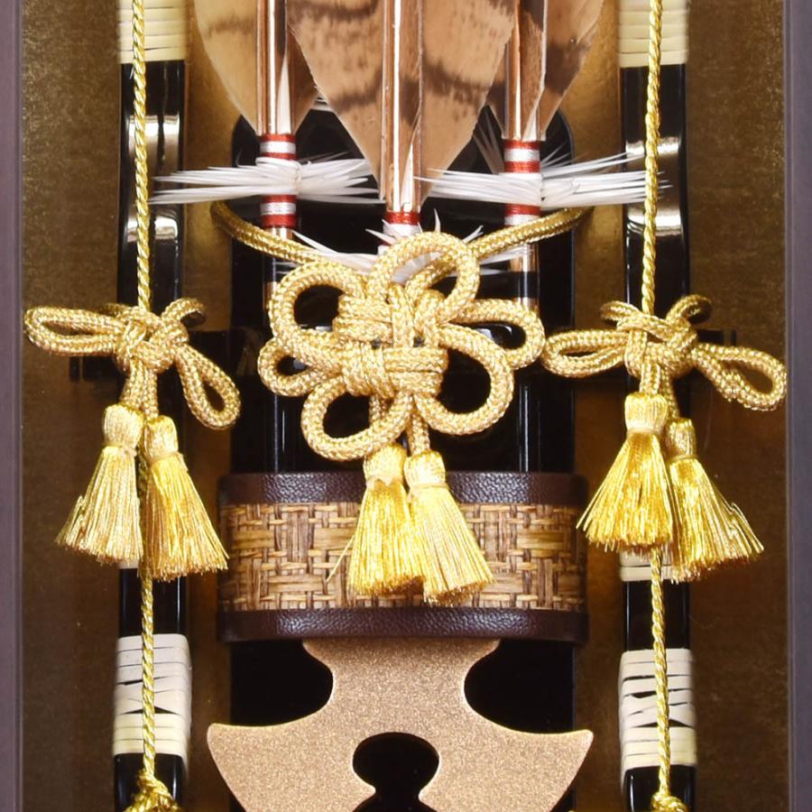 破魔弓 壁掛け 破魔矢飾り お祝い 8号 銘木 黒檀 コンパクト 高雄 額