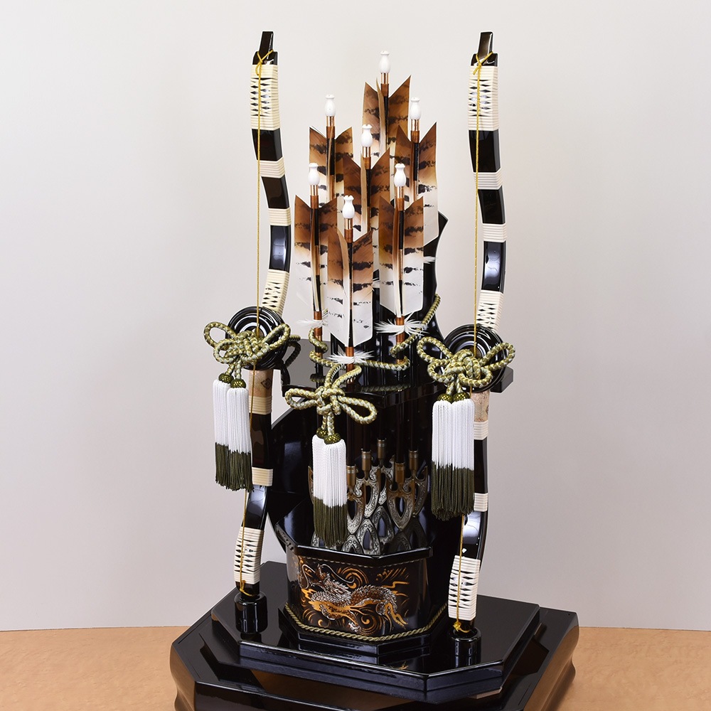 破魔矢 節句飾り 伯峰 桧矢筒飾り 美品 昭和レトロ JAPAN 日本最高級矢破魔弓 本鷹羽根 玄晋作 13号 超希少本鷹羽破魔弓