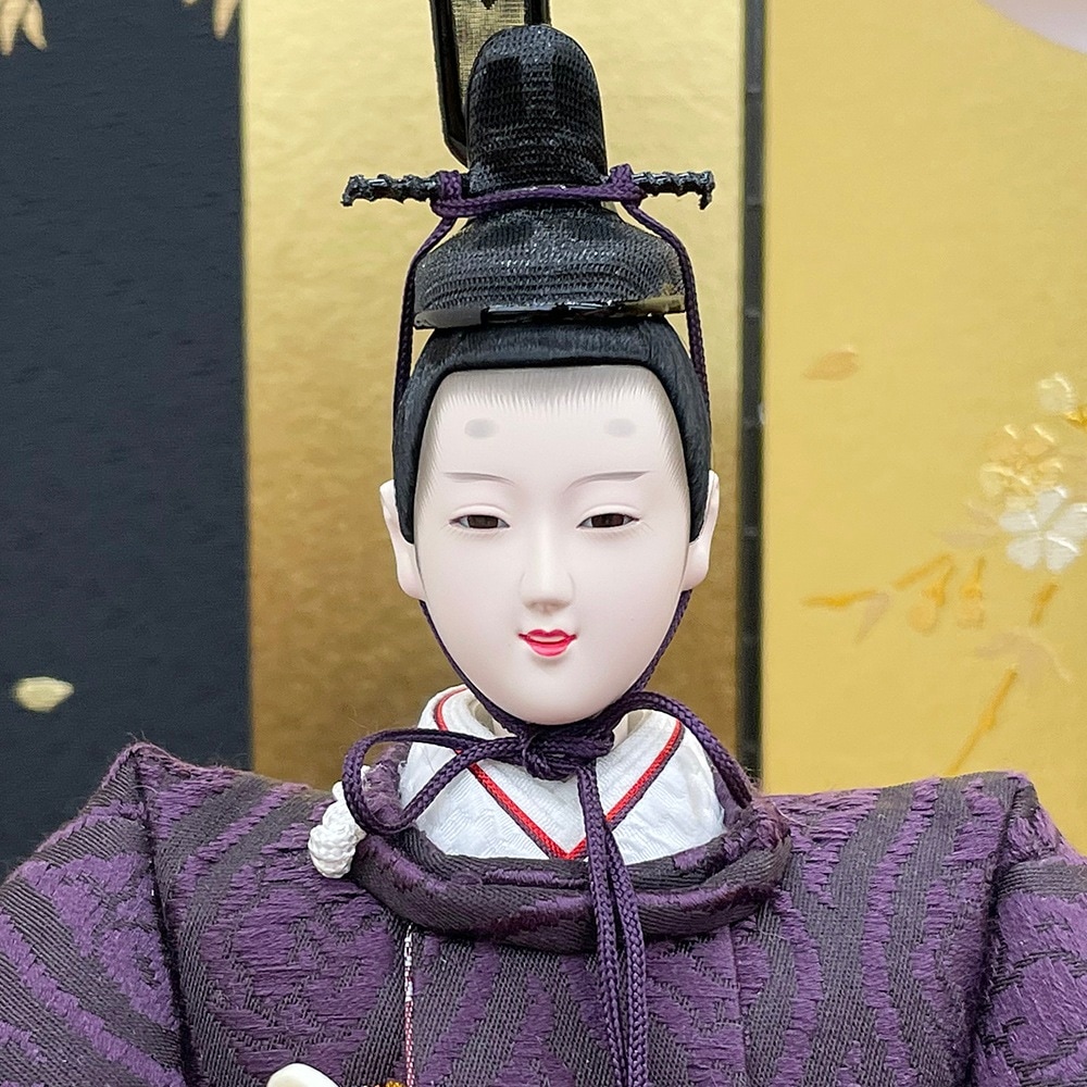 雛人形 ひな人形 お祝い 立雛飾り 立ち雛 台付 黒塗 親王飾り 2