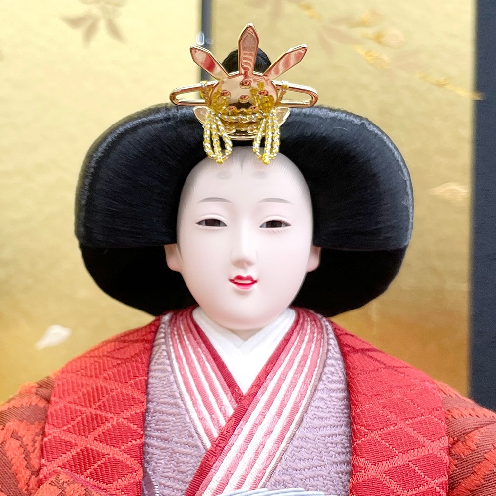 雛人形 ひな人形 お祝い 立雛飾り 立ち雛 台付 黒塗 親王飾り 2