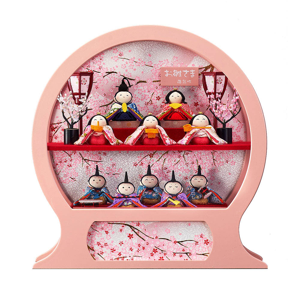 雛人形 ひな人形 お祝い ケース飾り 親王飾り 10人飾り舞あそび 白 わらべ 213-1003 白アクリル オルゴール付 おしゃれ かわいい コンパクト 2024