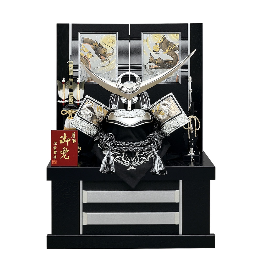 五月人形 5月人形 兜飾り 収納式 25号 上杉謙信 銀北斗上杉着用兜 収納