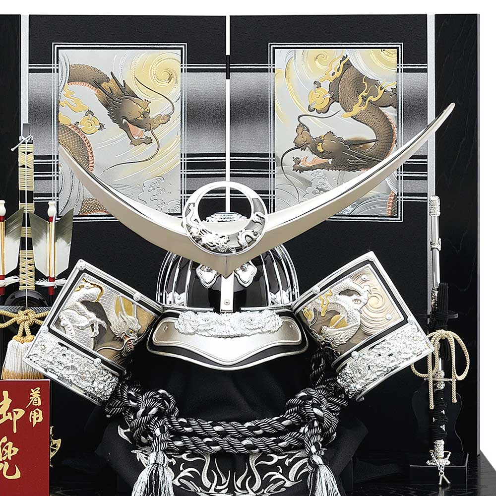 五月人形 5月人形 兜飾り 収納式 25号 上杉謙信 銀北斗上杉着用兜 収納