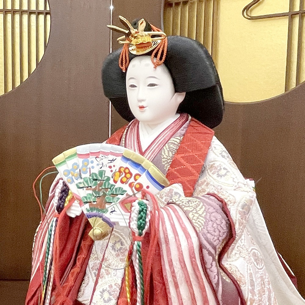 雛人形 ひな人形 お祝い 立雛飾り 立ち雛 台付 焦茶 親王飾り 2人飾り