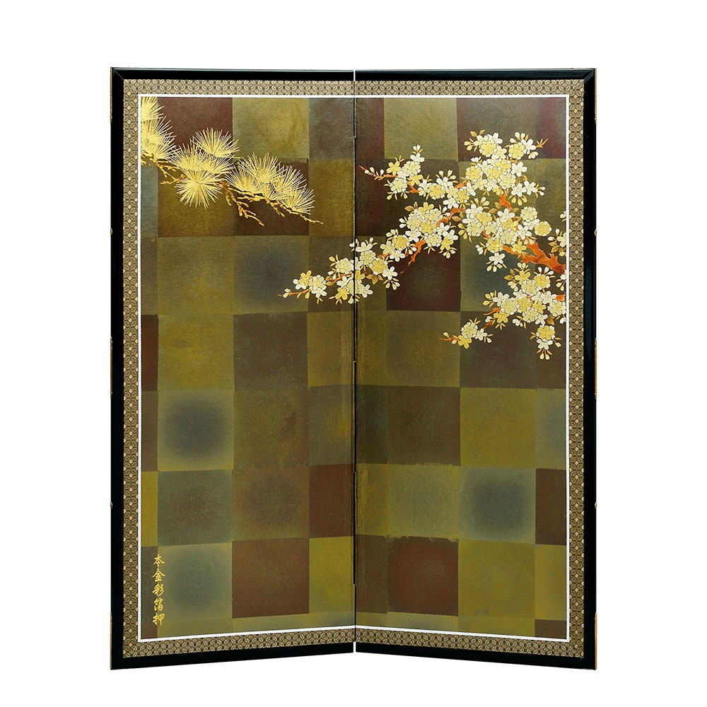 ⭕️⭕️ 【新品】端午の節句 五月人形 屏風 木製 金箔 桜 お雛様⭕️⭕️ 五月人形 5月人形 屏風 30号 本仕立屏風 松に桜 金 おしゃれ |
