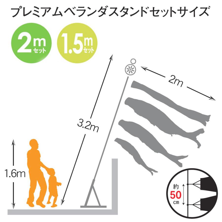 1.2M鯉のぼりプレミアムベランダスタンドセット　豪 1.2M鯉のぼりプレミアムベランダスタンドセット 豪 金彩弦月之鯉