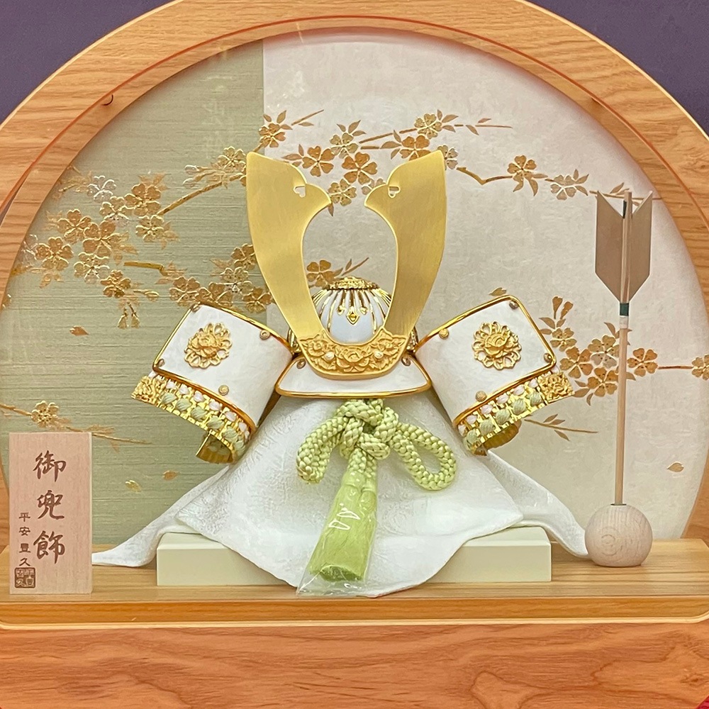 五月人形 コンパクト ケース飾り 兜飾り 8号 祐介 円型 アクリルケース