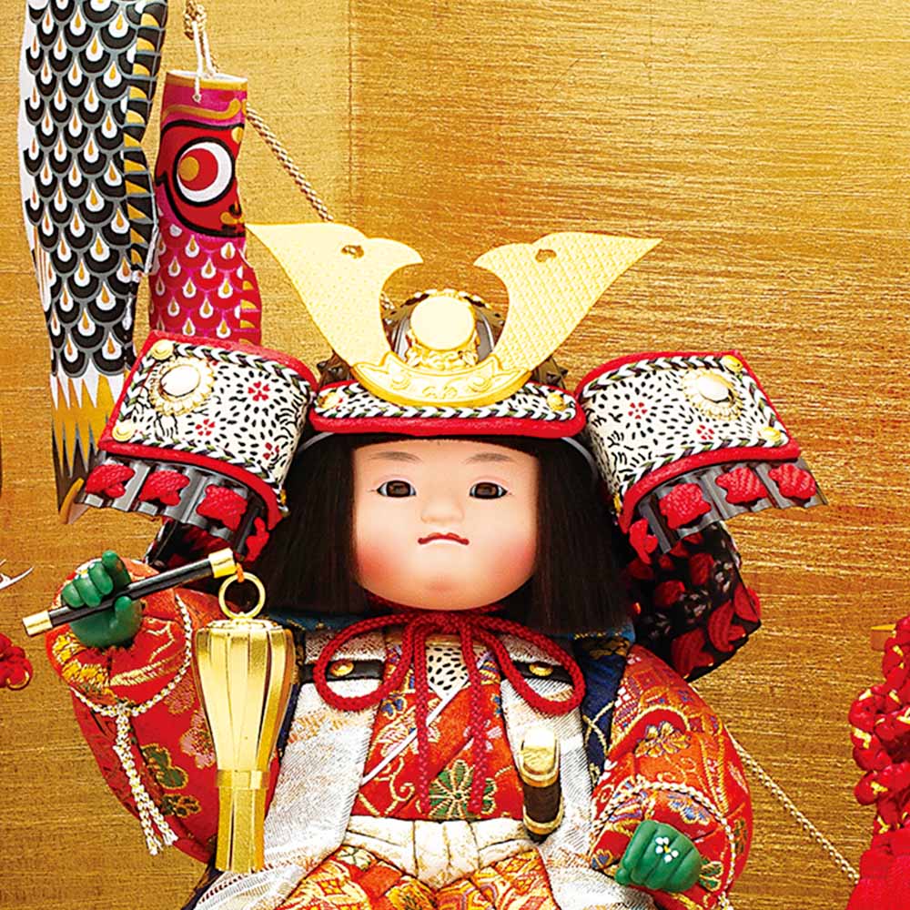 五月人形 真多呂人形作 木目込み 大将飾り 子供大将 大志 鯉のぼり付き