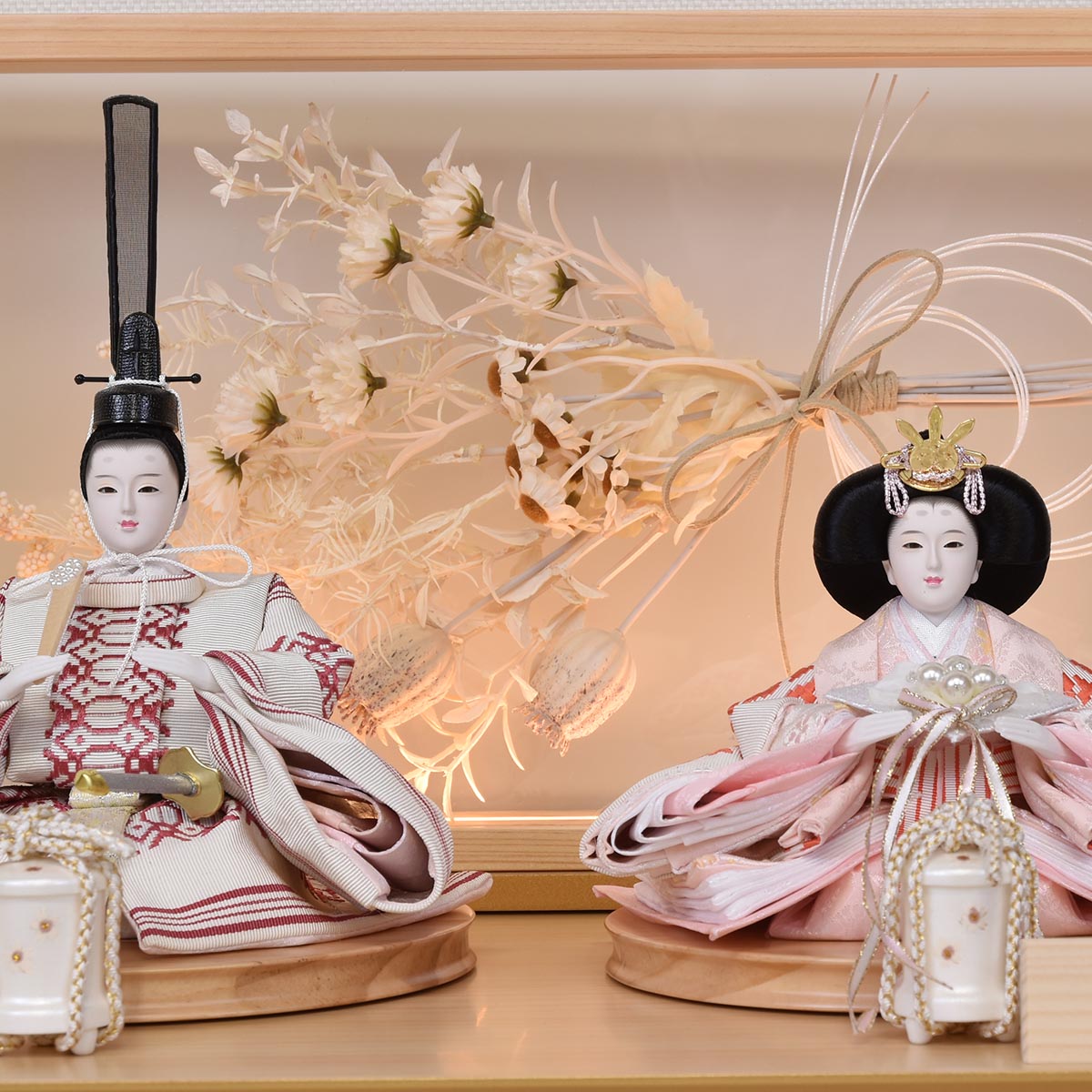 雛人形 博多織 袋帯 シック コンパクト アクリルバック LED おしゃれ