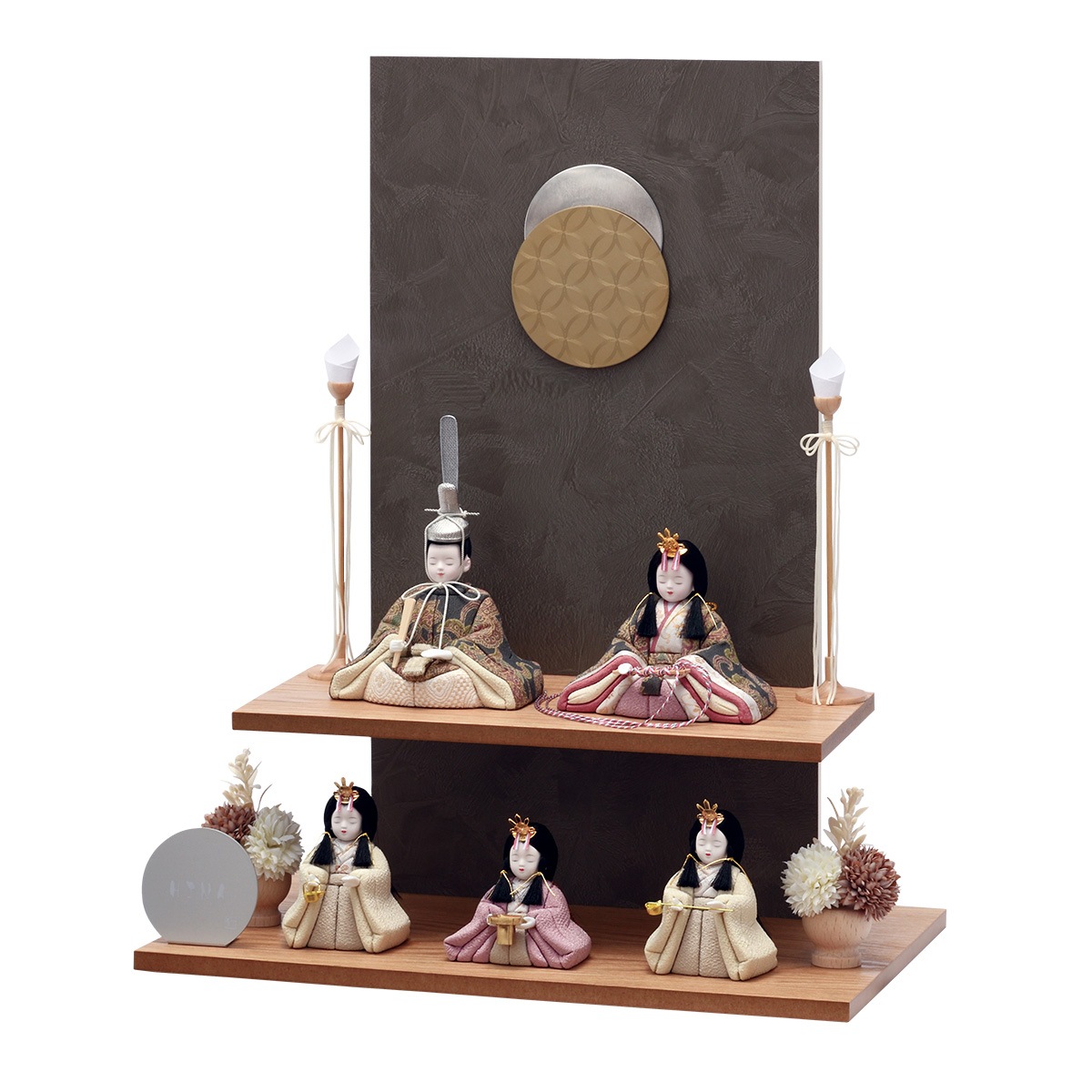 ✨可愛い✨ 雛人形 ひな人形 木製 お雛様 桃の節句 初節句 コンパクト 雛祭り 雛人形 コンパクト かわいい マンション モダン グレージュ 女の子
