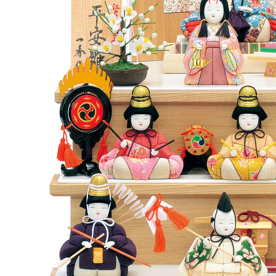 雛人形 木目込み 一秀 ひな人形 十五人飾 平安雛15号 木製三段