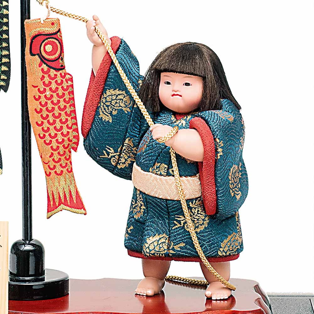 五月人形 真多呂人形作 木目込み 大将飾り 子供大将 引上げ 鯉のぼり付き |