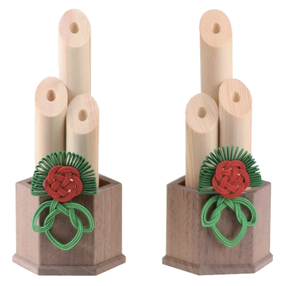 正月飾り 門松 玄関 人気 飾り 木製 幅7cm 奥行 6cm 高さ15.5cm 木曽檜