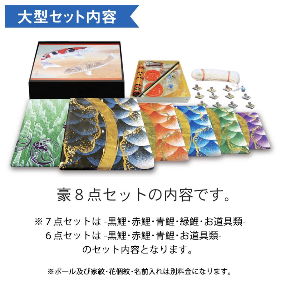 鯉のぼり 庭 園用 6m8点セット 豪 こいのぼり ポール別売り 徳永