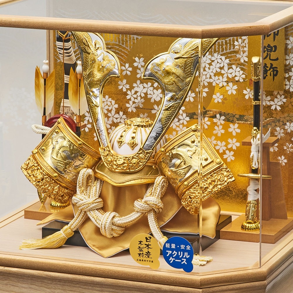 五月人形 5月人形 兜飾り ケース飾り 六角 東山 オーク おしゃれ