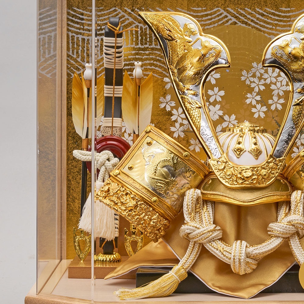 五月人形 5月人形 兜飾り ケース飾り 六角 東山 オーク おしゃれ