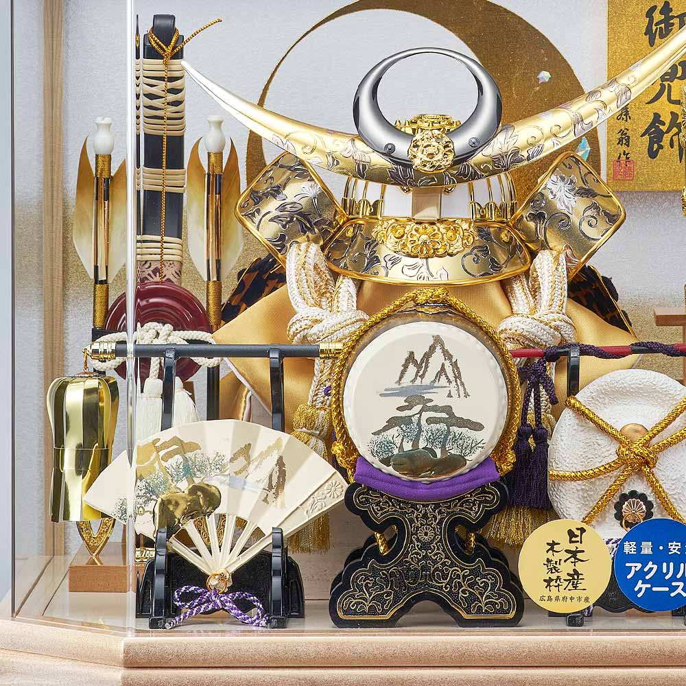 五月人形 5月人形 兜飾り ケース飾り 上杉謙信 六角 白竜 オーク