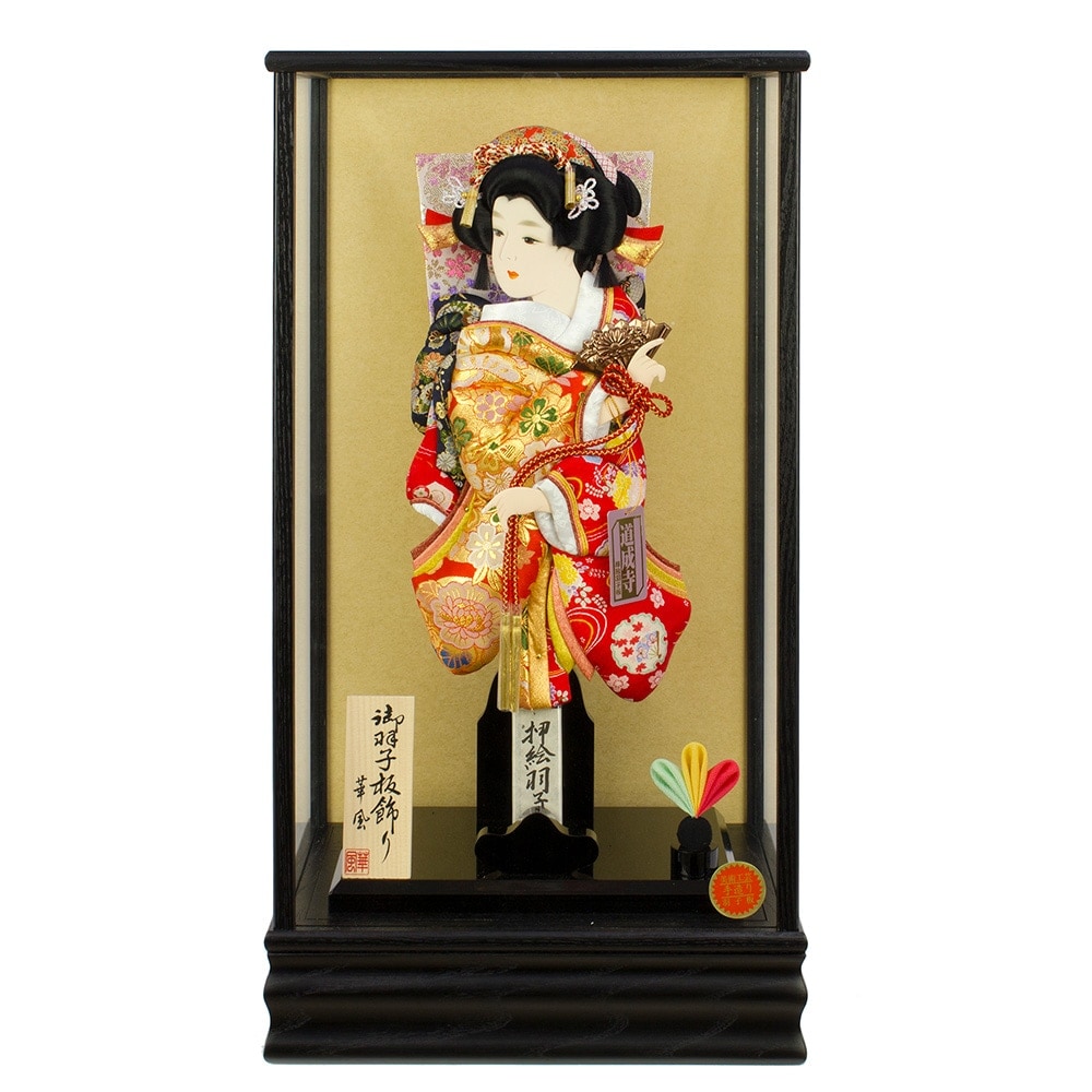 羽子板 お祝い 15号b 古都 ケース飾り ガラス 黒 金 おしゃれ かわいい