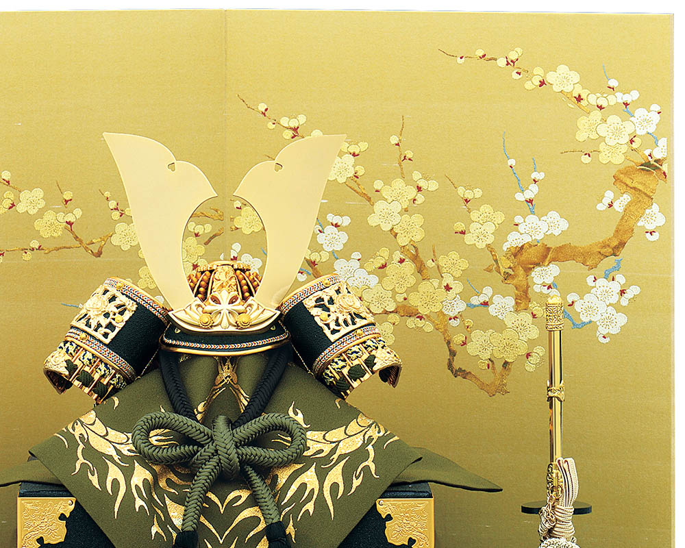 五月人形 5月人形 兜飾り 7号 翠光兜 二曲屏風 金 おしゃれ |