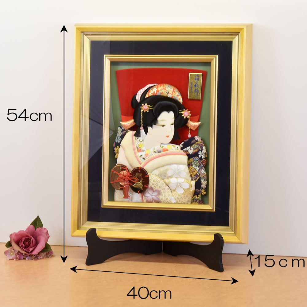 羽子板立体振袖ガラスケース13号・サイズ間口約29×奥行約