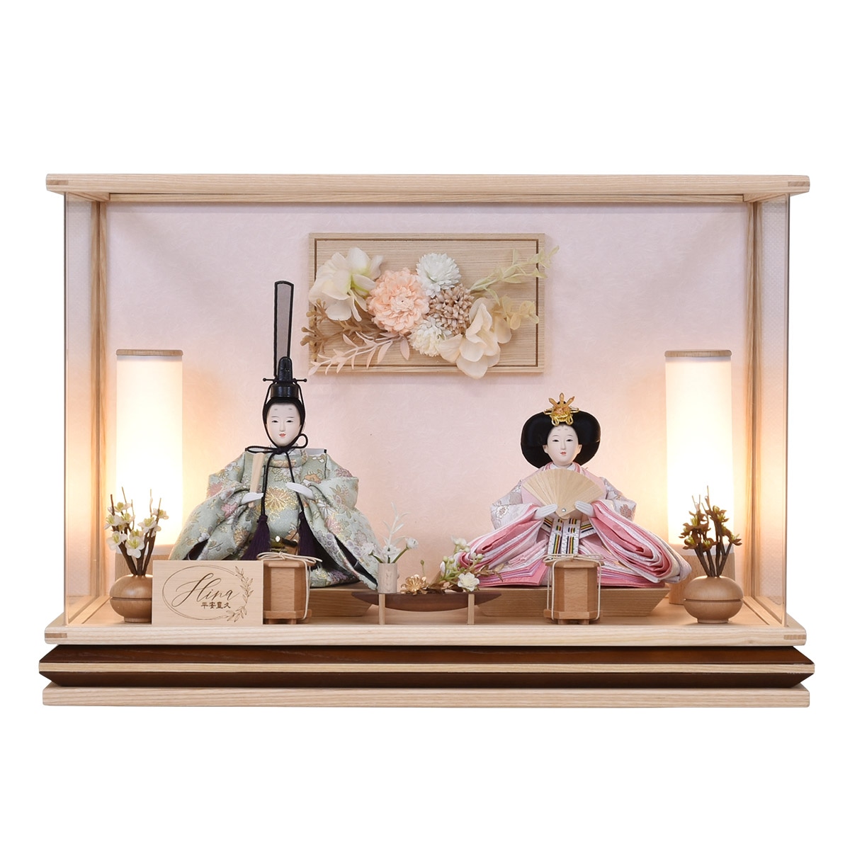 雛人形 ケース飾り コンパクト 白 木目 ケース入り ミニ モダン