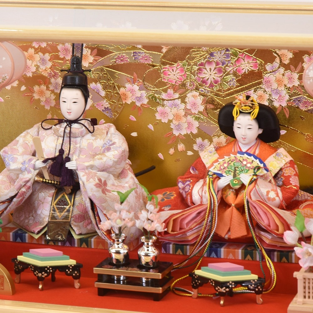 久月　ガラスケース入り雛人形　ひな人形　親王飾 ひな祭り 日本人形 親王飾り 雛人形】久月 ほのかシリーズ 親王ガラスケース飾 - 雛人形・五