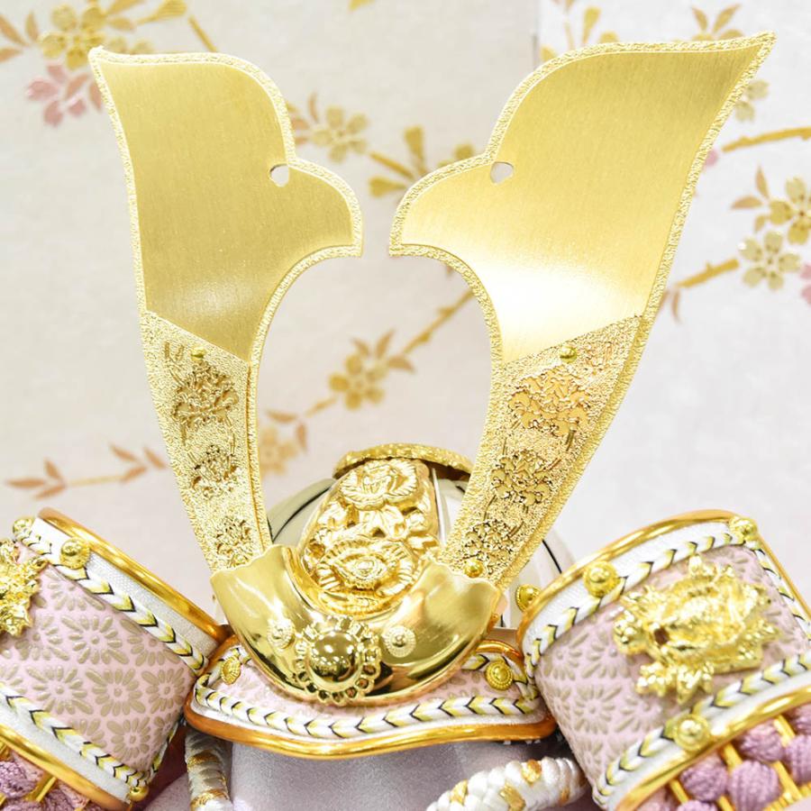 新作☆コンパクトタイプ五月人形　兜飾り8号平飾り節句人形子どもの日男の子出産祝い 五月人形 コンパクト 久月作 兜飾り おしゃれ 平飾り ピンク 桜 送料