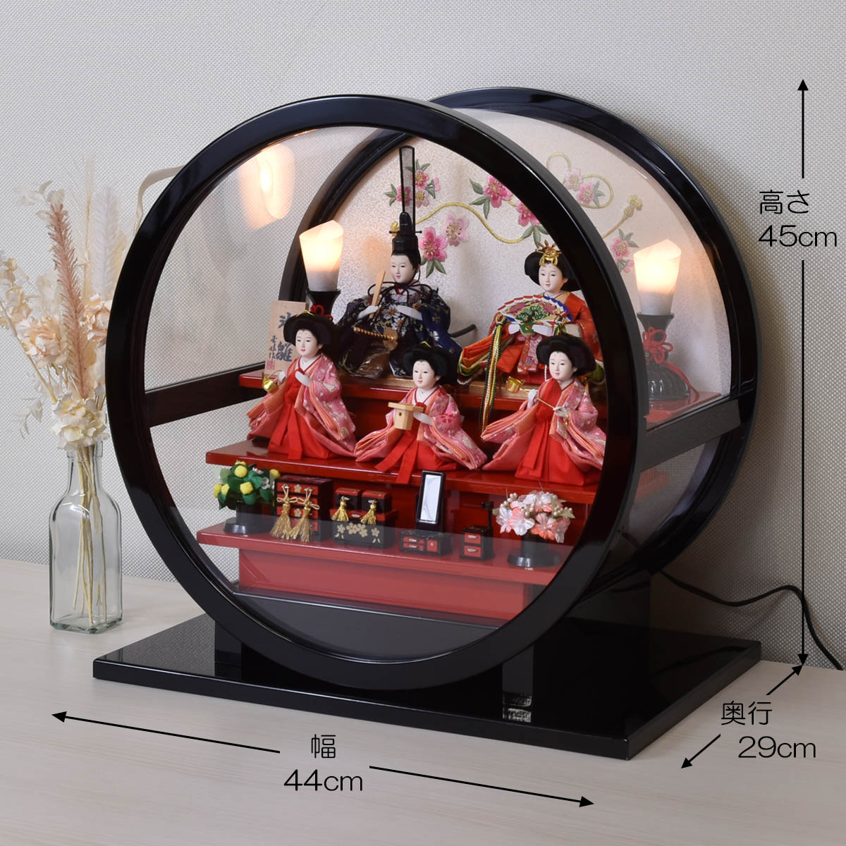 雛人形 コンパクト ミニサイズ 選べる 円形 丸型 女の子 初節句 ケース