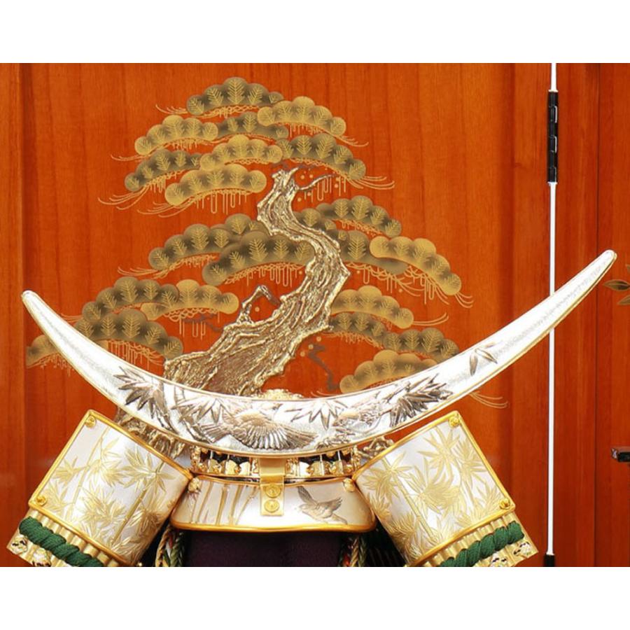 五月人形 お祝い コンパクト 兜 10号収納箱飾り 雅峰 金小札 緑色段糸