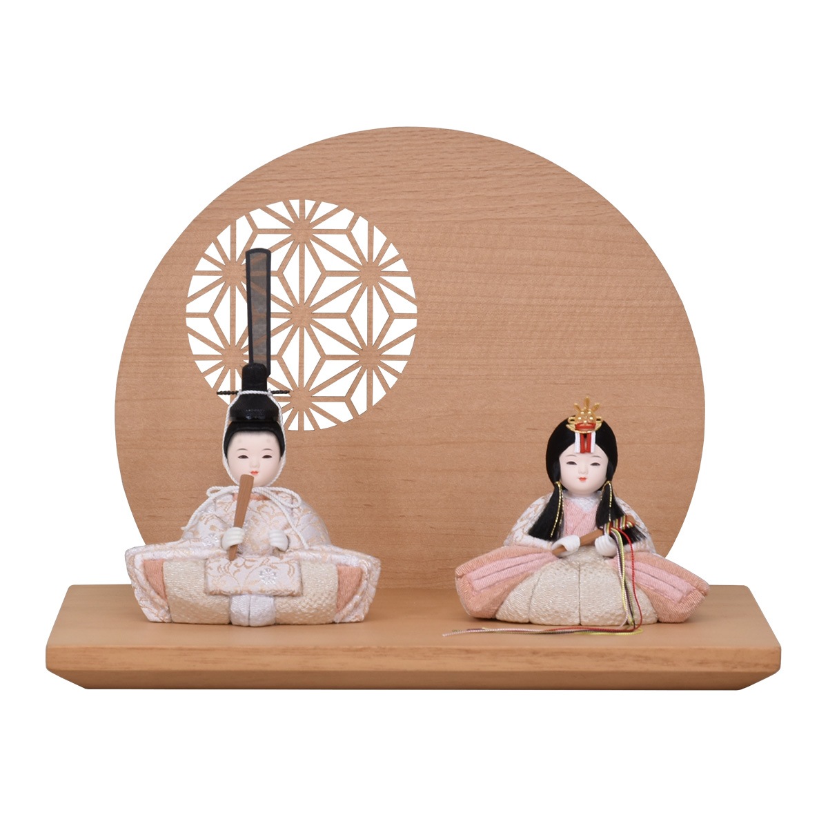 雛人形 コンパクト 親王 木目込み おしゃれ 幅29cm 白 ピンク かわいい