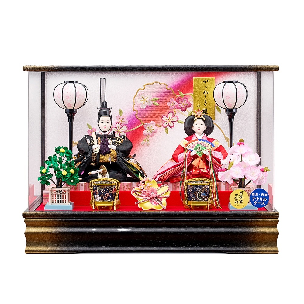 雛人形 ケース飾り ひな人形 コンパクト おしゃれ 羽衣 三五 親王飾 黒
