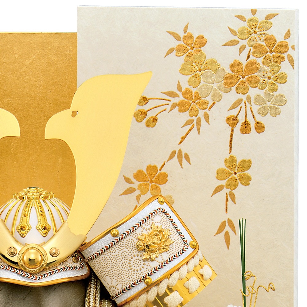 五月人形 お祝い 初節句 コンパクト 兜飾り 平飾り 8号 白金大鍬兜 桧