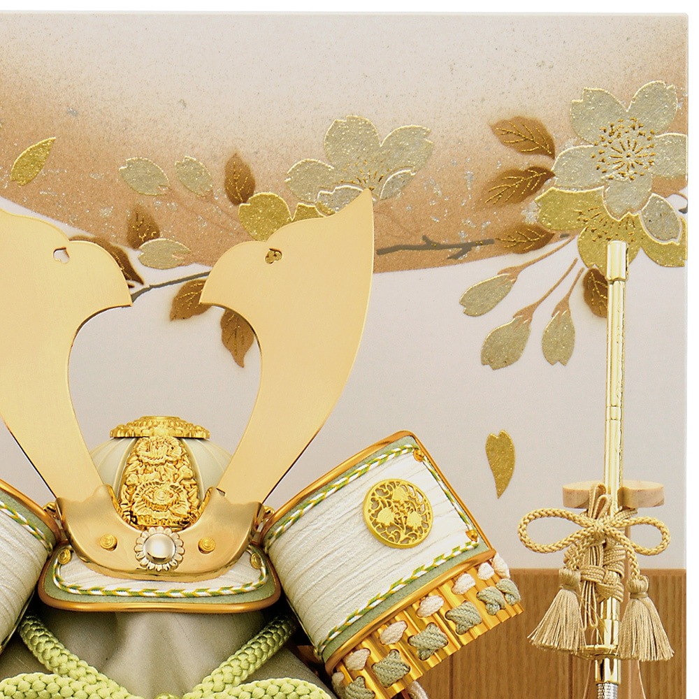 五月人形 お祝い 初節句 コンパクト 兜飾り 平飾り 8号 白金大鍬兜